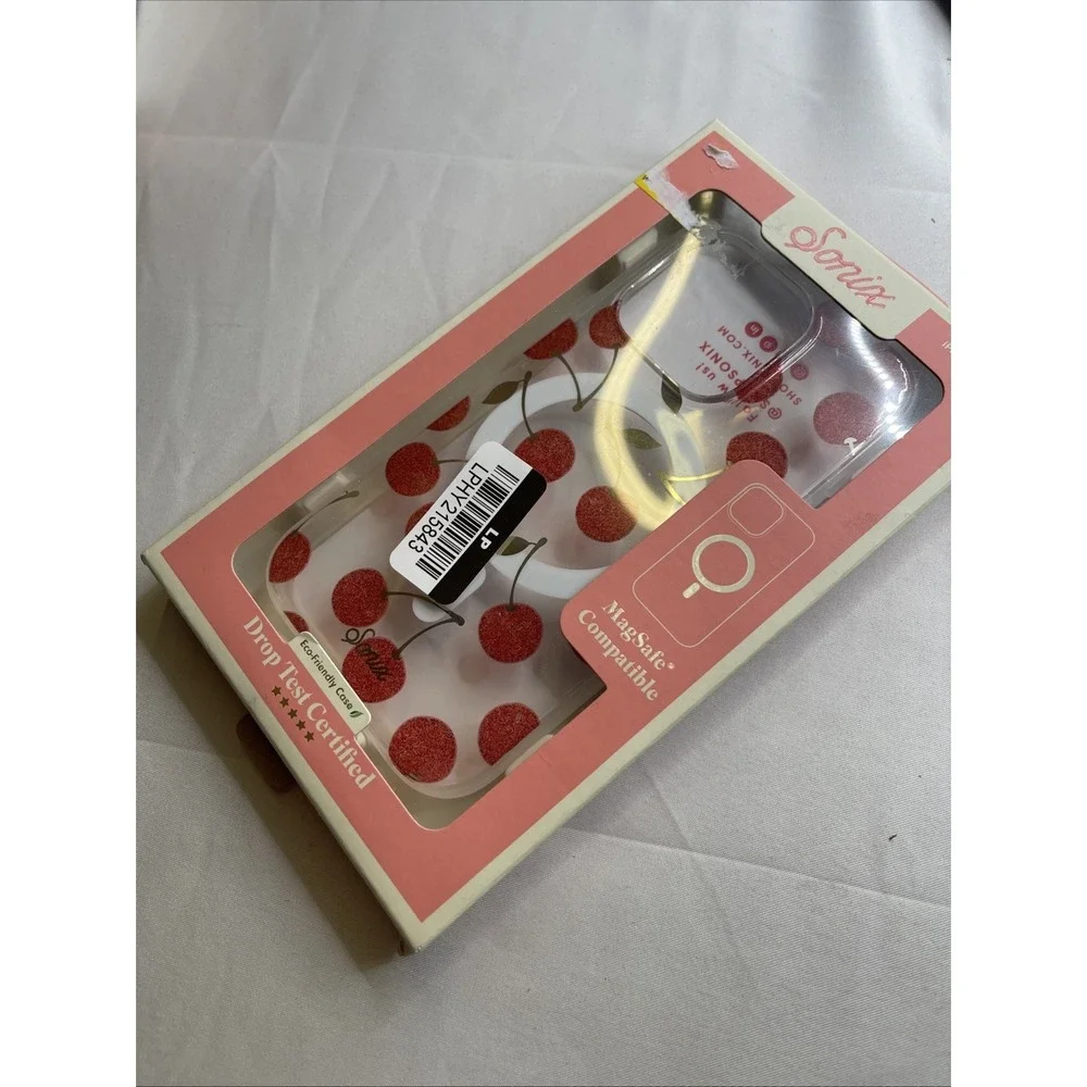 New Nib Sonix Clear Phone Case Red Glitter Cherries Cherry For iPhone 15 Pro